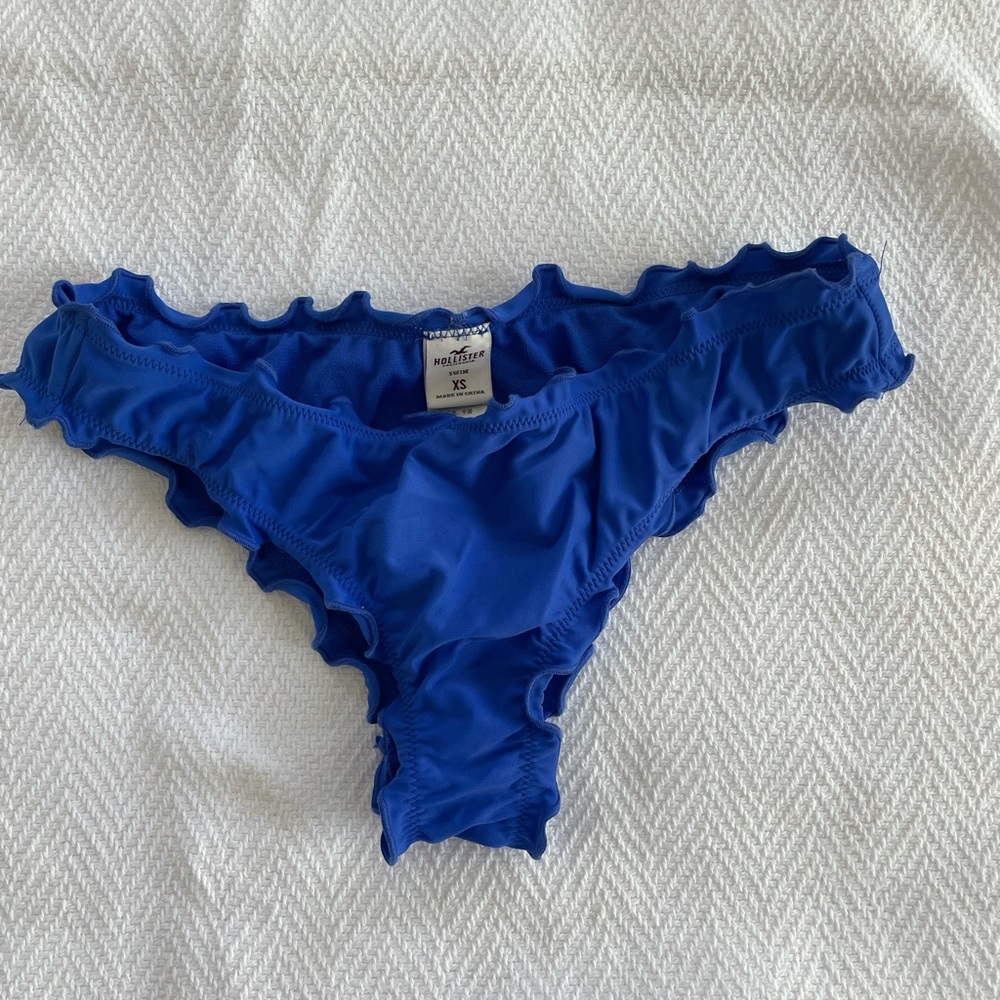 Dark Blue Ruffled Edge Bikini Bottoms